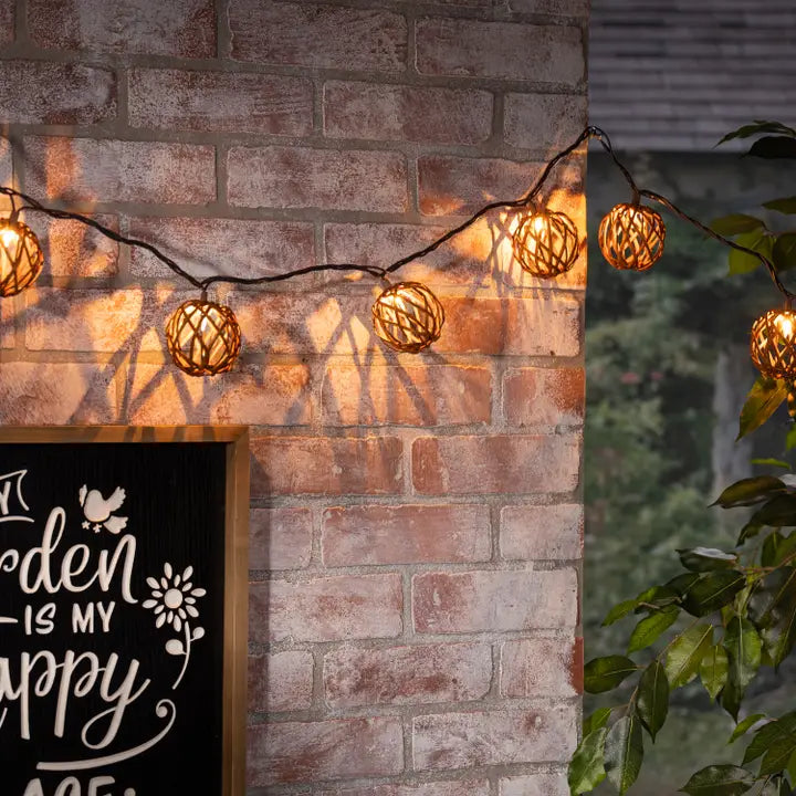 Rattan Round String Lights - 6ft