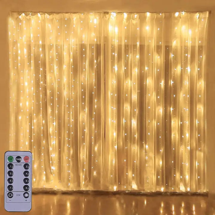 9.8" 300 LED String Light Curtain - with Remote