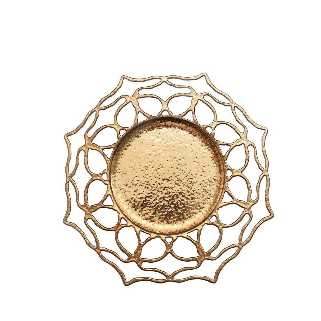 13" Gold Lace Filigree Openwork Acrylic Chargers | 6 Pack