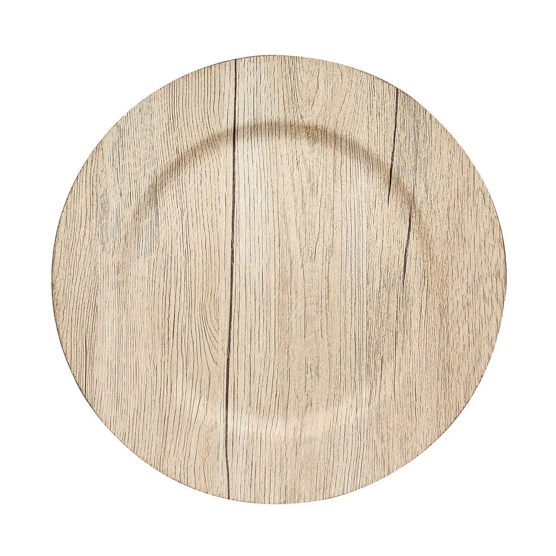 13" Chic Wood Texture Plastic Chargers | 6 Pack