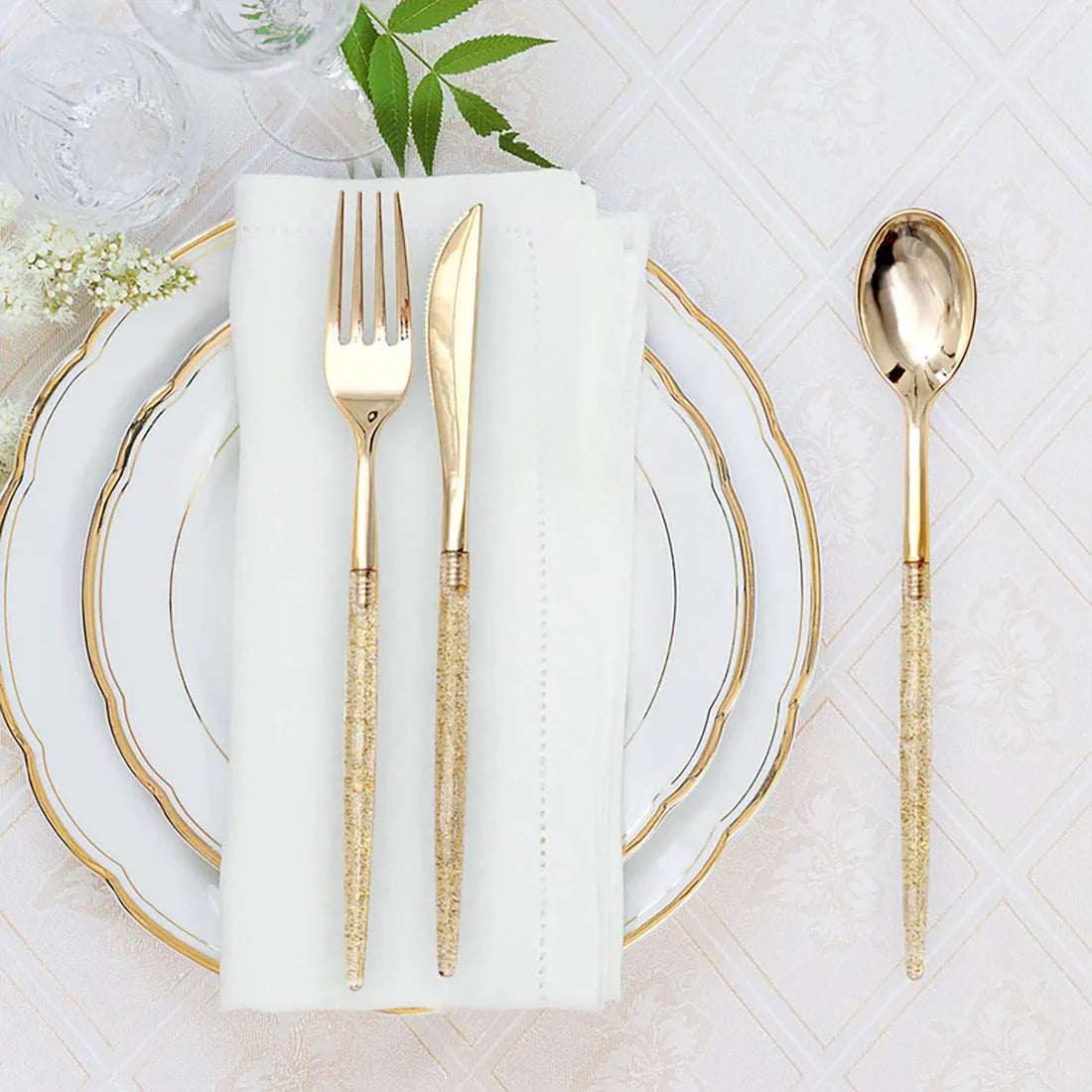 24 Pc Gold Glittered Cutlery