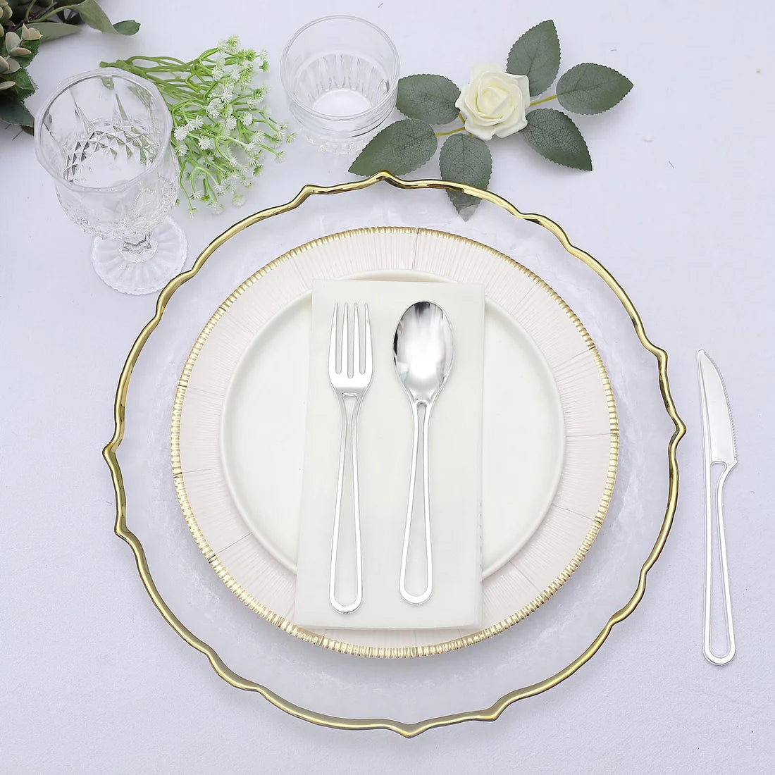 24 Pc Silver Hollow Handle Cutlery
