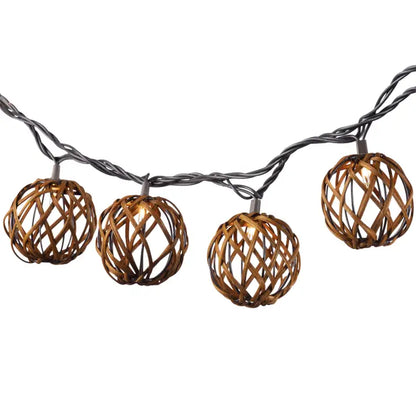 Rattan Round String Lights - 6ft