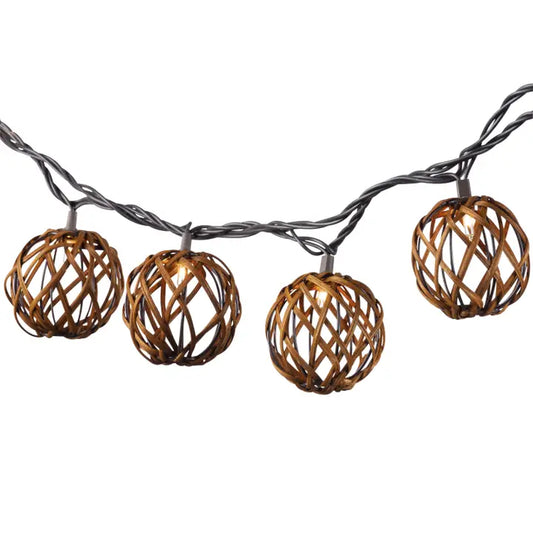 Rattan Round String Lights - 6ft