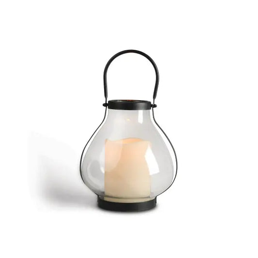 10.3" Pear Blown Glass Lantern - Battery Powered