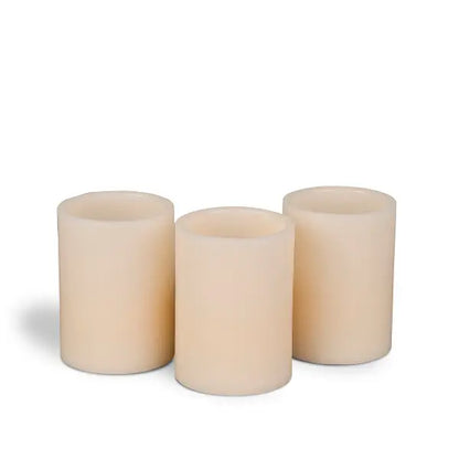 3" x 4" Faux Wax LED Soft Flicker Candle - Battery Powered - Set of 3