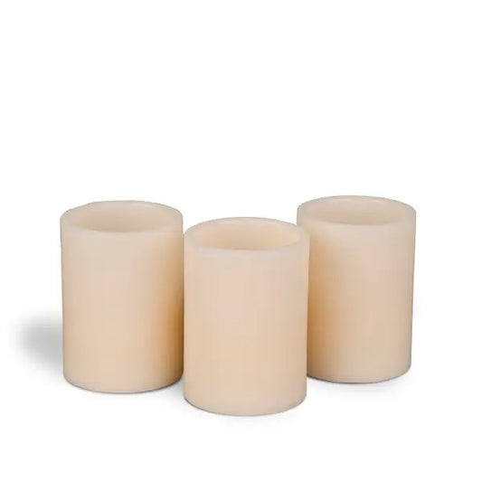 3" x 4" Faux Wax LED Soft Flicker Candle - Battery Powered - Set of 3