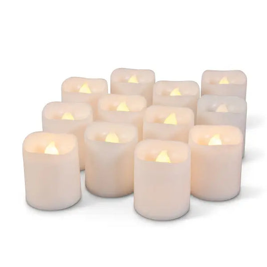 White LED Flicker Candles - Set of 12