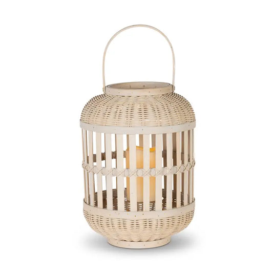 15" Boho Bamboo Lantern - Battery Powered