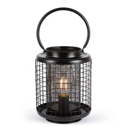 7.7" Modern Mesh Caged Lantern - Battery Powered