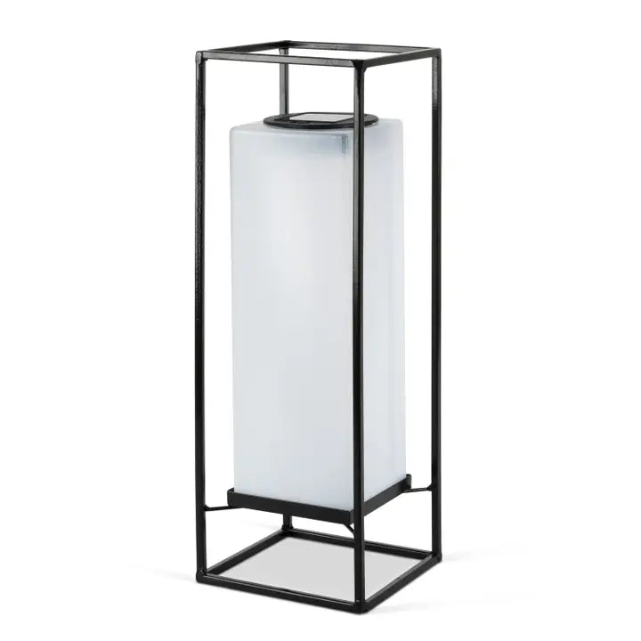 14.6" Square Metal Lantern - Solar Powered