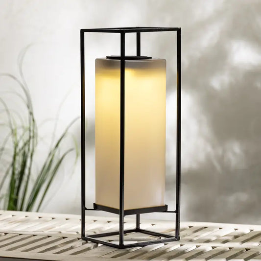 14.6" Square Metal Lantern - Solar Powered