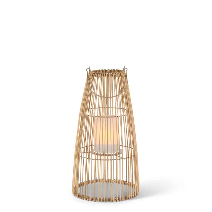 15" Rattan Lantern - Solar Powered