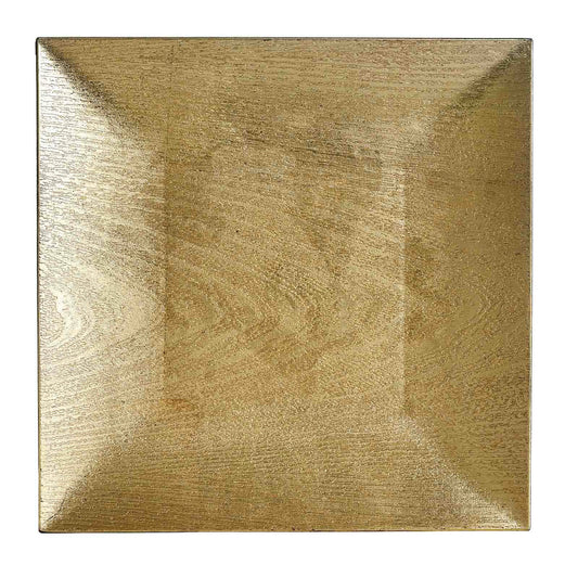 12" Gold Square Wood Grain Acrylic Charger | 6 Pack