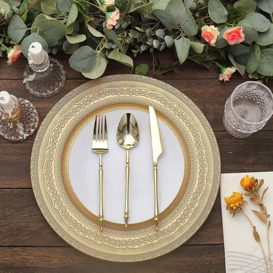 13" Rustic Lace Acrylic Chargers | 6 Pack