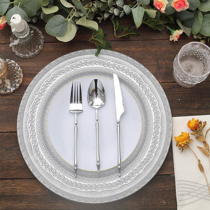 13" Rustic Lace Acrylic Chargers | 6 Pack
