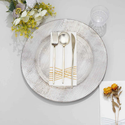 13" Rustic Sunshine Wood Texture Chargers | 6 Pack