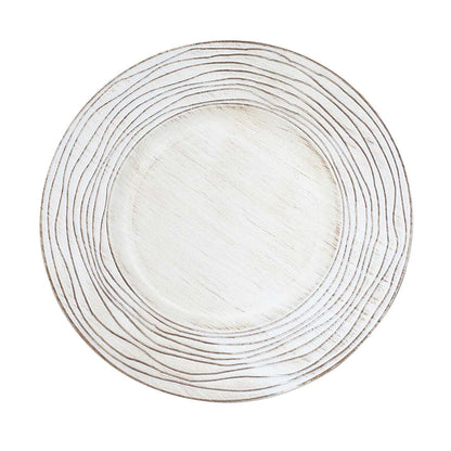 13" Rustic Botanic Wood Texture Chargers | 6 Pack