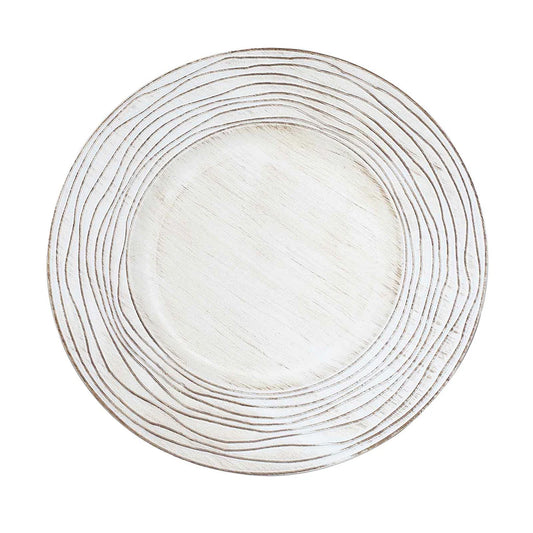 13" Rustic Botanic Wood Texture Chargers | 6 Pack
