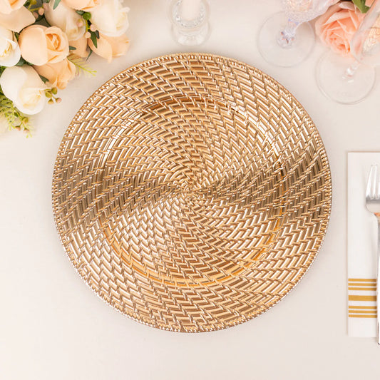 13" Boho Rattan Look Acrylic Chargers | 6 Pack
