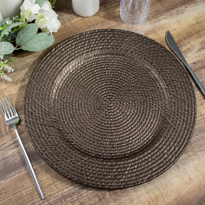 13" Boho Rattan Look Acrylic Chargers | 6 Pack