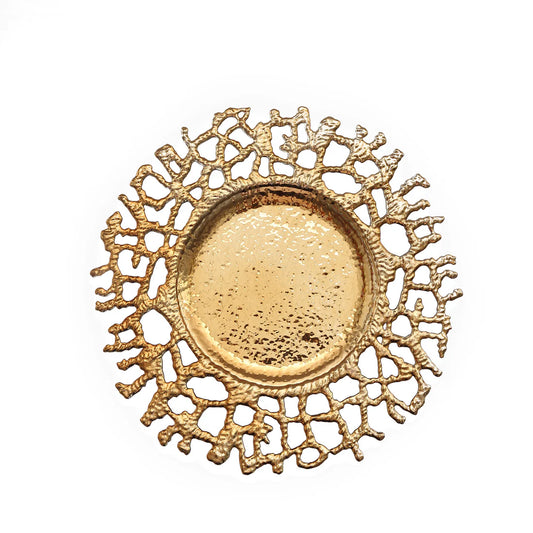 13" Gold Branch Filigree Openwork Acrylic Chargers | 6 Pack
