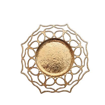 13" Gold Lace Filigree Openwork Acrylic Chargers | 6 Pack