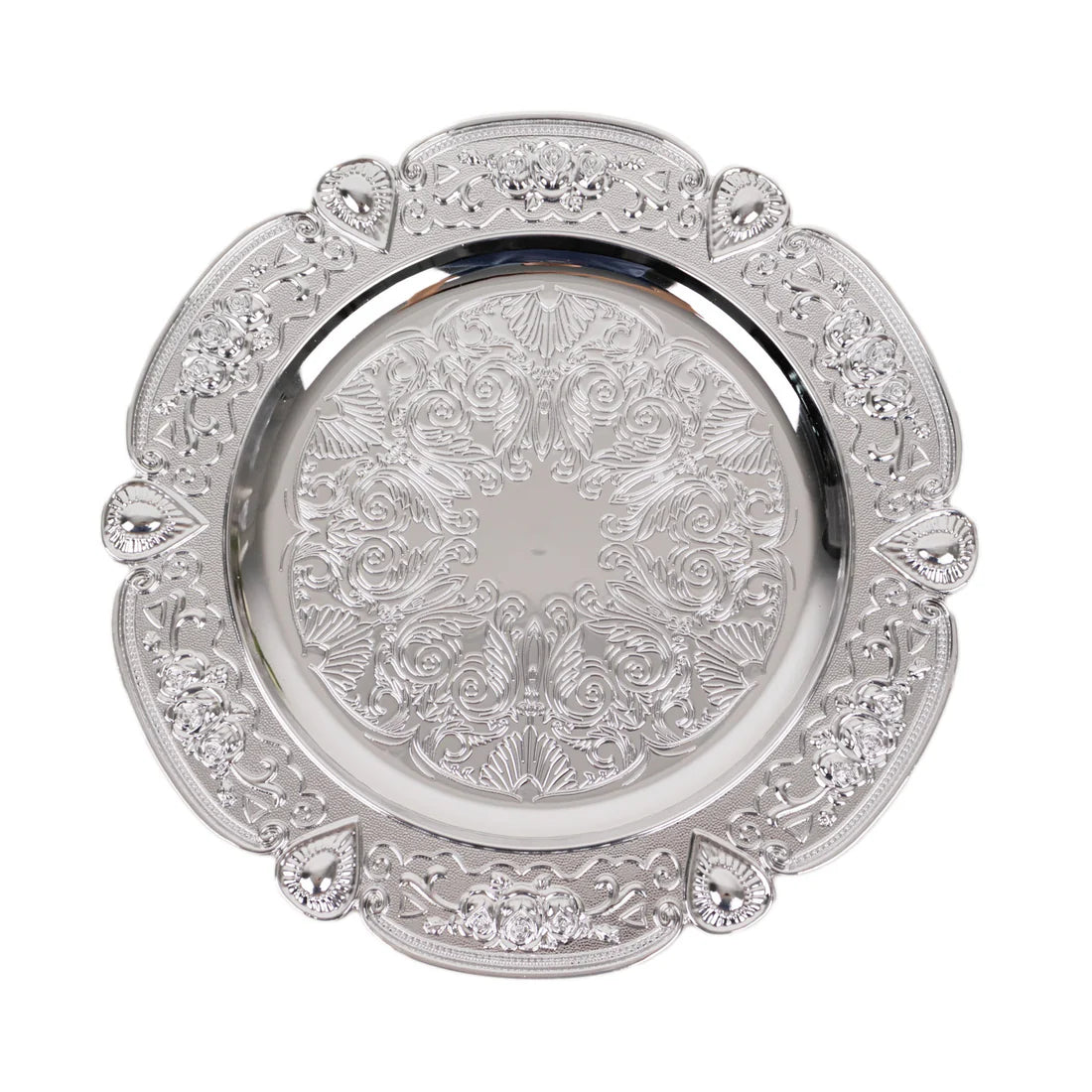 13" Fine Metallic Floral Acrylic Chargers | 6 Pack
