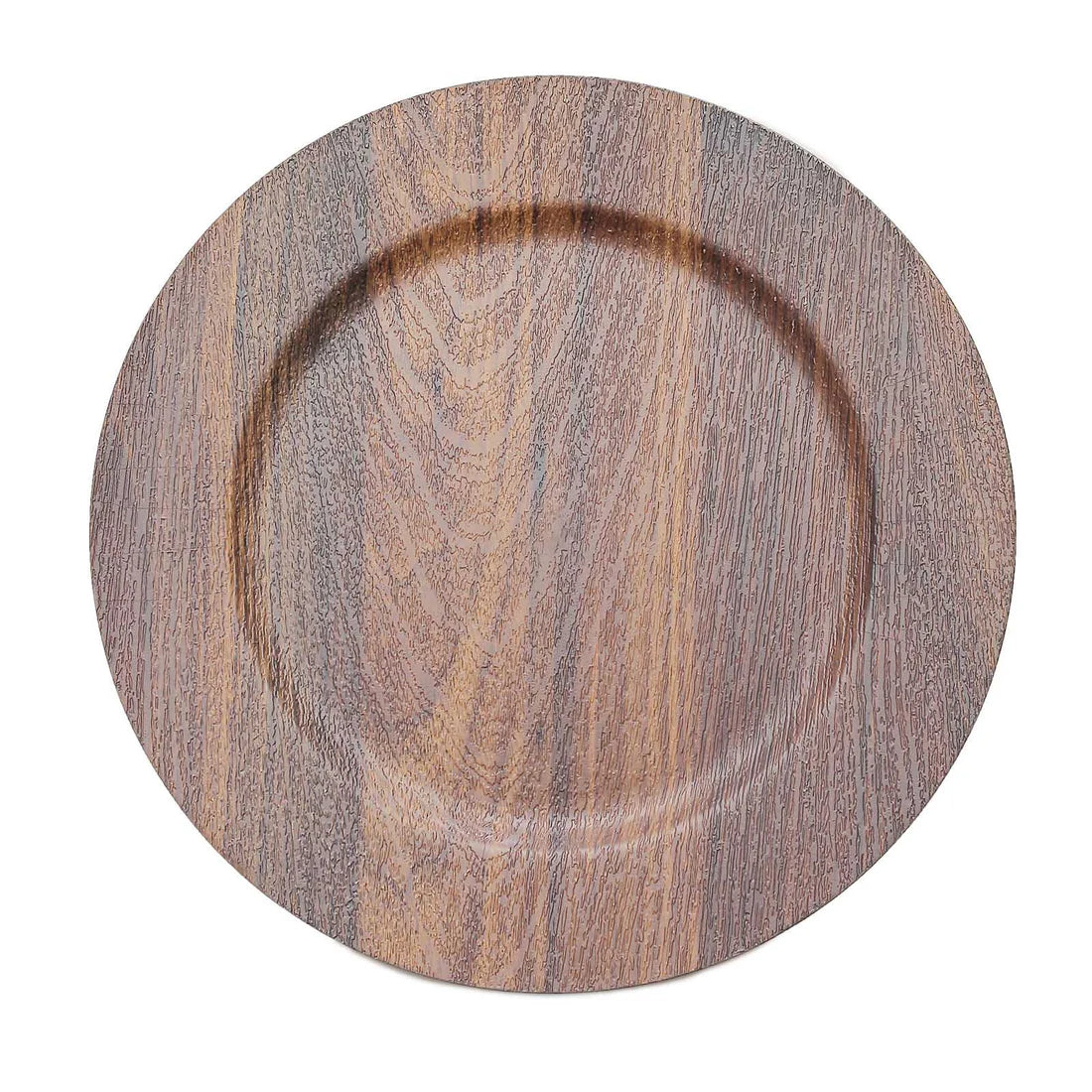 13" Chic Wood Texture Plastic Chargers | 6 Pack