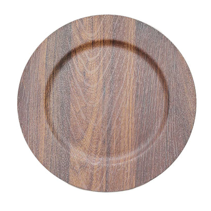 13" Chic Wood Texture Plastic Chargers | 6 Pack