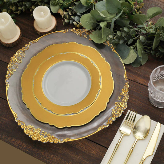 Flower Shaped Plates with Gold Rim | Value Packs