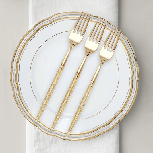24 Pc Gold Glittered Cutlery
