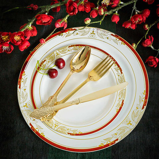 24 Pc Metallic Baroque Cutlery Set Heavy Duty