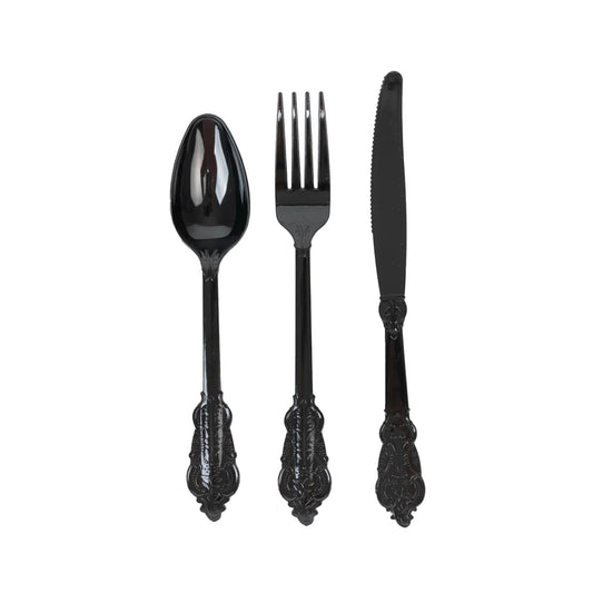 72 Pc Clear Baroque Cutlery Set Heavy Duty