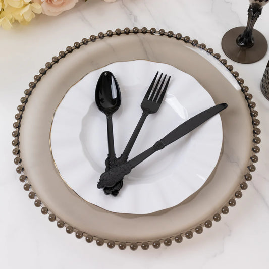 72 Pc Clear Baroque Cutlery Set Heavy Duty