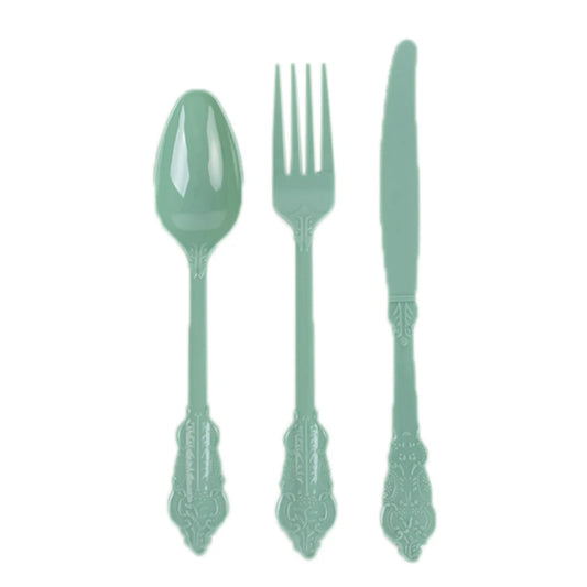 72 Pc Clear Baroque Cutlery Set Heavy Duty