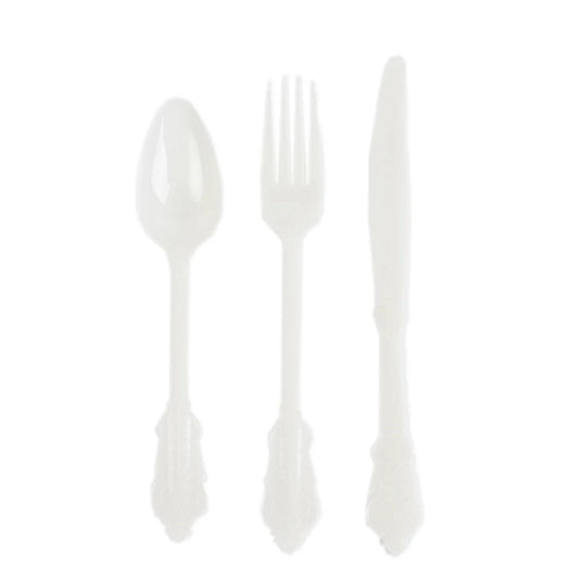72 Pc Clear Baroque Cutlery Set Heavy Duty