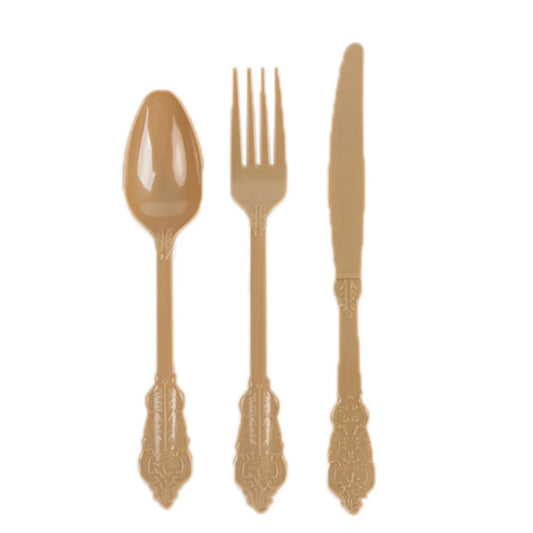 72 Pc Clear Baroque Cutlery Set Heavy Duty