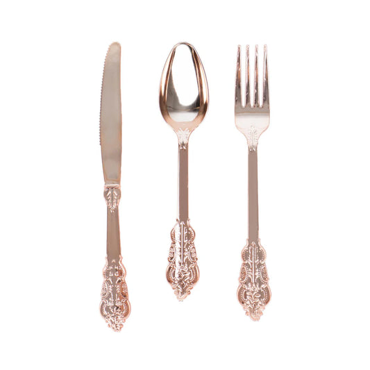 24 Pc Metallic Baroque Cutlery Set Heavy Duty