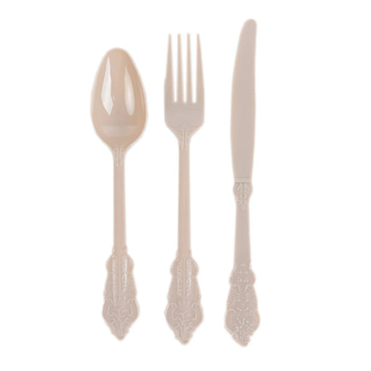 72 Pc Clear Baroque Cutlery Set Heavy Duty