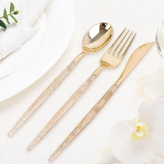 24 Pc Gold Glittered Cutlery