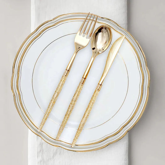 24 Pc Gold Glittered Cutlery