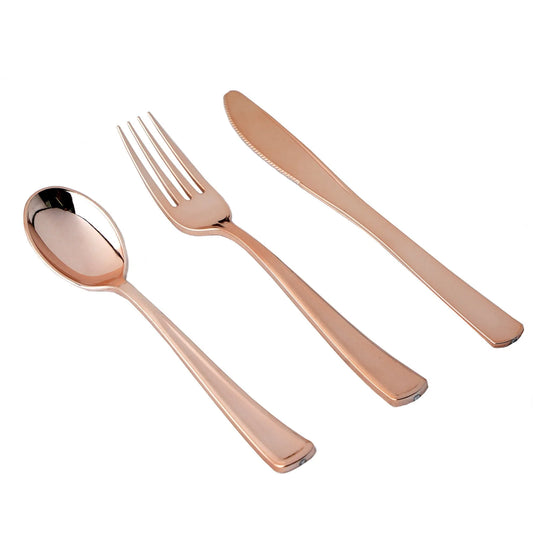 30 Pc Smooth Metallic Rose Cutlery Set
